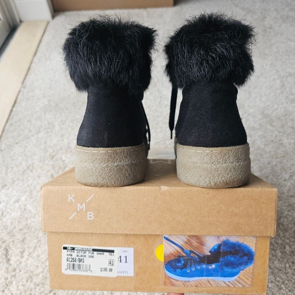 KMB High Top Real Fur Platform Sneakers Size 41 = US 10 - Picture 3 of 8
